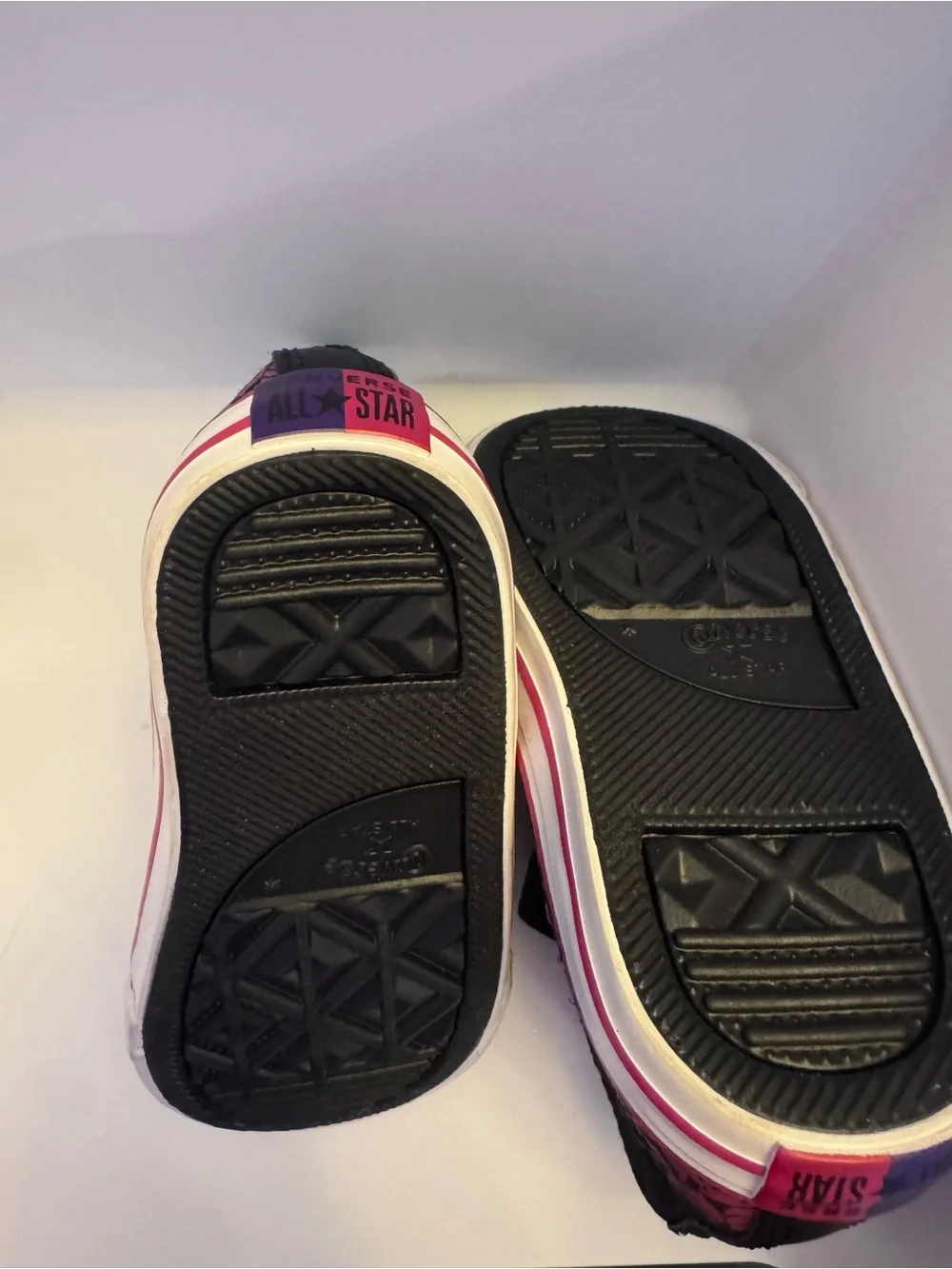 Converse Kids Black and Purple High-Top Sneakers with Pink Accents